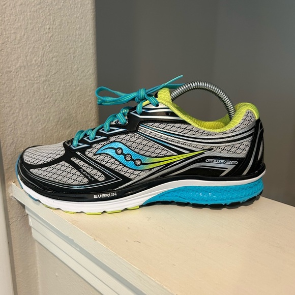 Women's Saucony Guide 9 S10295-1 Gray Blue Neon Running Shoes Sneakers Size 9.5 - Picture 4 of 9